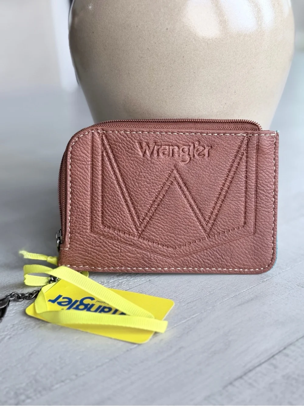 Wrangler Card Holder Wallet Keychain Coin Purse Dark Turquoise NWT
